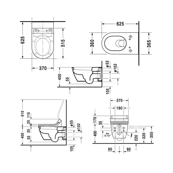 Унитаз подвесной Darling New с сиденьем Duravit SensoWash Starck C + (610001002000300+2544590000) фото 3 Aquada.com.ua