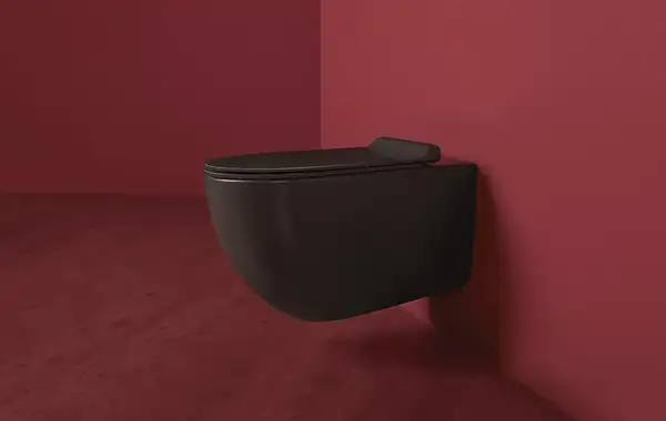 Унитаз подвесной Simas Vignoni с сиденьем Soft Close, чёрный матовый (VI18/F85+VI004 nero) фото 3 Aquada.com.ua