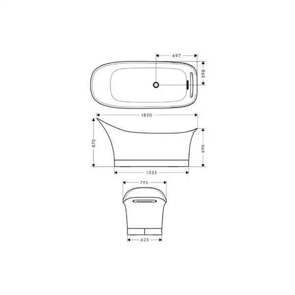 Ванна из минерального литья Axor (Hansgrohe) Urquiola 182 х 79,5 см (11440000) фото 3 Aquada.com.ua