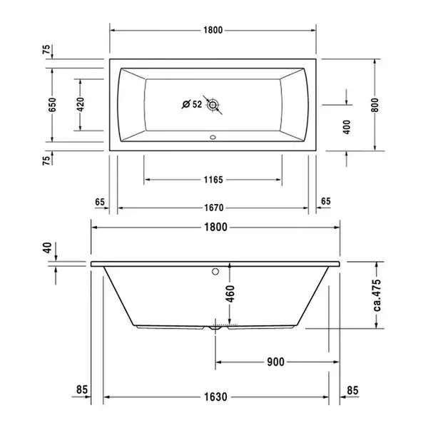 Ванна акриловая Duravit Darling New 180 х 80 см (700028000000000) фото 3 Aquada.com.ua