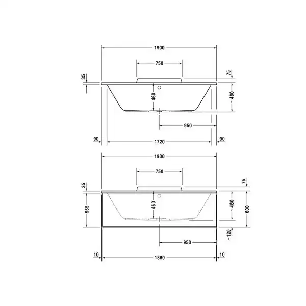 Ванна акриловая Duravit DuraStyle 190 х 90 см (700299000000000) фото 3 Aquada.com.ua