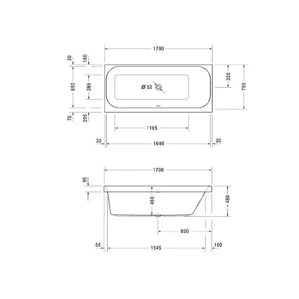 Ванна акриловая Duravit Happy D.2 170 х 75 см (700313000000000) фото 3 Aquada.com.ua