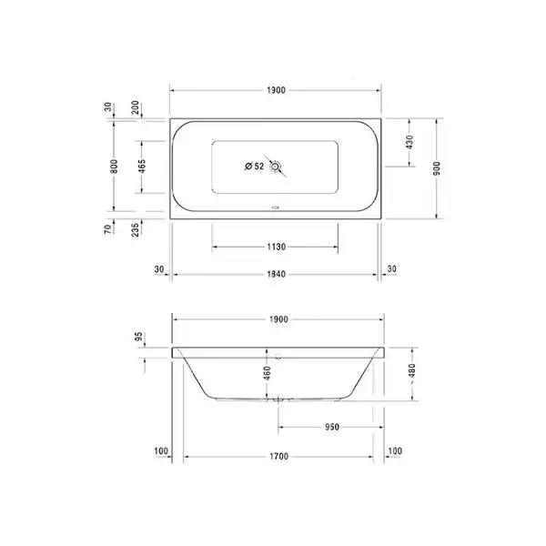 Ванна акриловая Duravit Happy D.2 190 х 90 см (700315000000000) фото 2 Aquada.com.ua