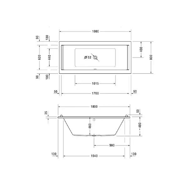 Ванна акриловая Duravit Starck 3 180 х 80 см (700338000000000) фото 3 Aquada.com.ua