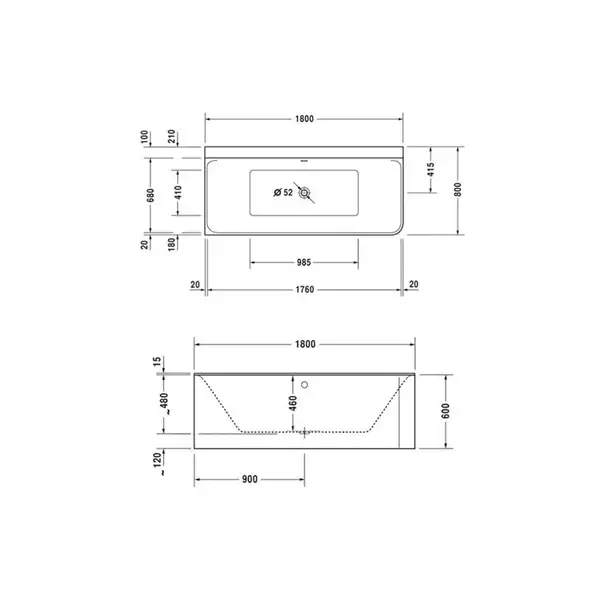 Ванна акриловая Duravit P3 Comforts 180 х 80 см (700379000000000) фото 3 Aquada.com.ua