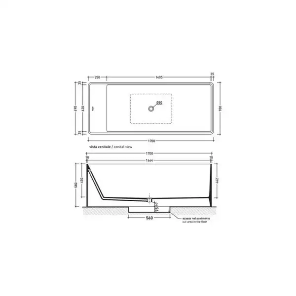 Ванна из искуственного камня Flaminia Wash 170 x 70 см, bicolor (MW170/B) фото 2 Aquada.com.ua Ванна из искуственного камня Flaminia Wash 170 x 70 см, bicolor (MW170/B) фото 2 Aquada.com.ua