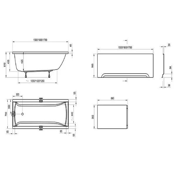 Ванна акриловая Ravak Classic 120 х 70 см (C861000000) фото 4 Aquada.com.ua Ванна акриловая Ravak Classic 120 х 70 см (C861000000) фото 4 Aquada.com.ua