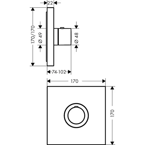 Термостат Axor ShowerSelect Highflow square прихованого монтажу, gold optic (36718990)