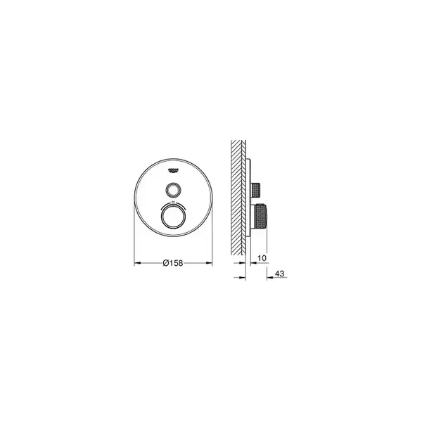 GROHE Смеситель для душа, внешняя часть, на 1 выход, хром SmartControl (29118000) фото 2 Aquada.com.ua