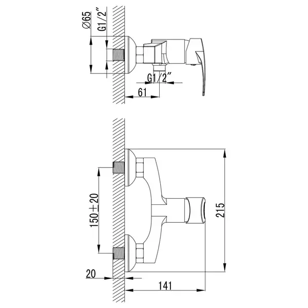 IMPRESE LIDICE смеситель для душа, хром, 35 мм (15095) фото 2 Aquada.com.ua