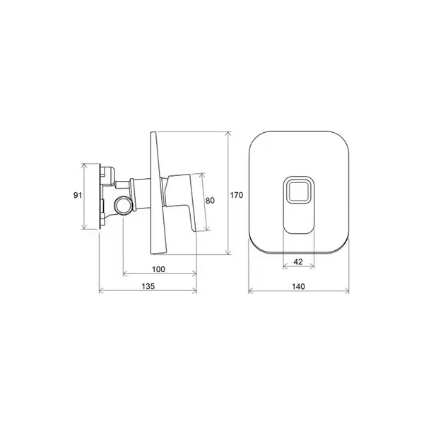 Душевой смеситель скрытого монтажа, для R-box Ravak 10° TD 066.00 хром (X070071) фото 2 Aquada.com.ua