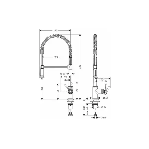 Смеситель для кухни Semi-Pro, однорычажный Axor Montreux (цвет - хром) (16582000) фото 2 Aquada.com.ua Смеситель для кухни Semi-Pro, однорычажный Axor Montreux (цвет - хром) (16582000) фото 2 Aquada.com.ua