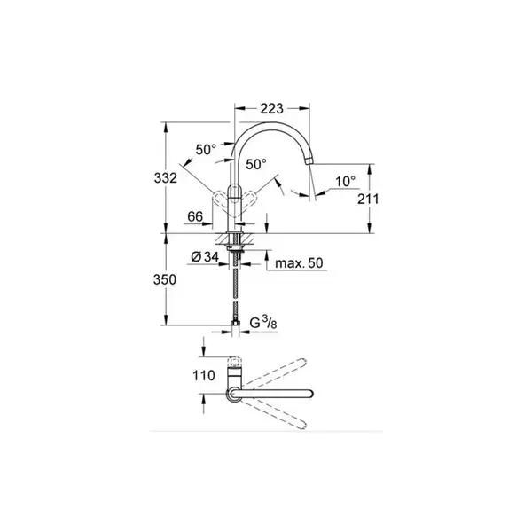 Grohe BauLoop Смеситель для кухни, хром (31368000)