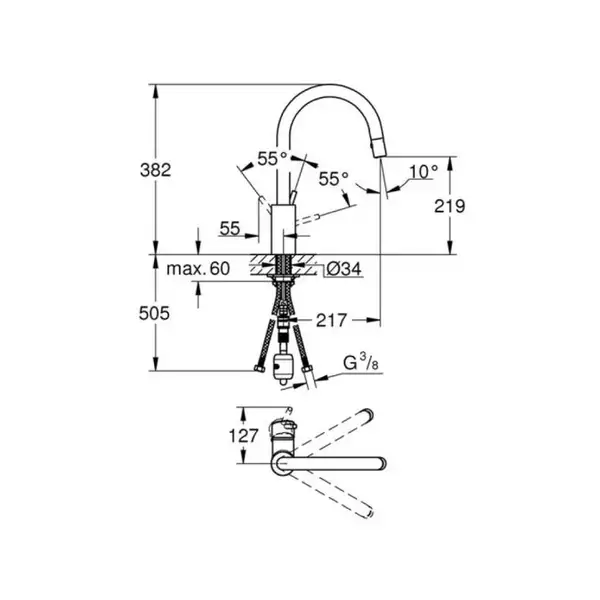 Смеситель для кухни Grohe Concetto (цвет - сталь) (31483DC2)