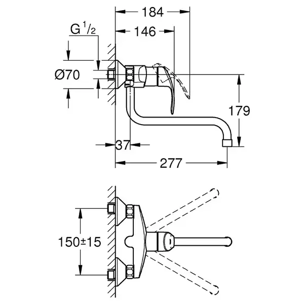 GROHE Одноважільний змішувач для мийки Eurosmart  (32224002) фото 3 Aquada.com.ua