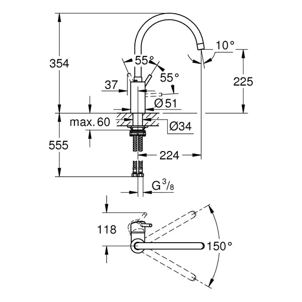 Смеситель для кухни Grohe Concetto (цвет - хром) (32662003) фото 2 Aquada.com.ua
