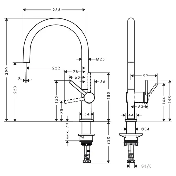 Смеситель для кухни Hansgrohe Talis M54 220 (цвет - нержавеющая сталь) (72804800) фото 2 Aquada.com.ua