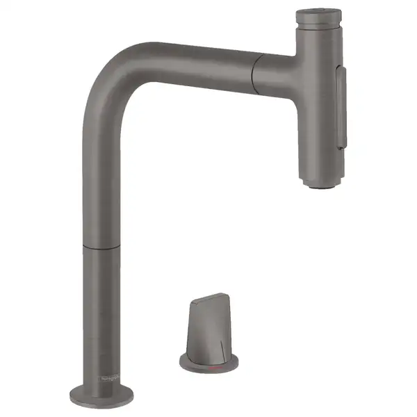 Смеситель для кухни Hansgrohe Metris Select 200 2jet, sBox (цвет - шлифованный чёрный хром), с вытяжным душем (73818340) фото 1 Aquada.com.ua Смеситель для кухни Hansgrohe Metris Select 200 2jet, sBox (цвет - шлифованный чёрный хром), с вытяжным душем (73818340) фото 1 Aquada.com.ua