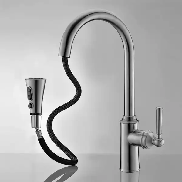 Смеситель для кухни Imprese Hydrant (цвет - никель матовый) (ZMK031806150) фото 3 Aquada.com.ua