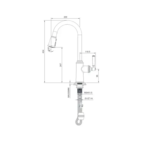 Смеситель для кухни Imprese Hydrant (цвет - никель матовый) (ZMK031806150) фото 6 Aquada.com.ua