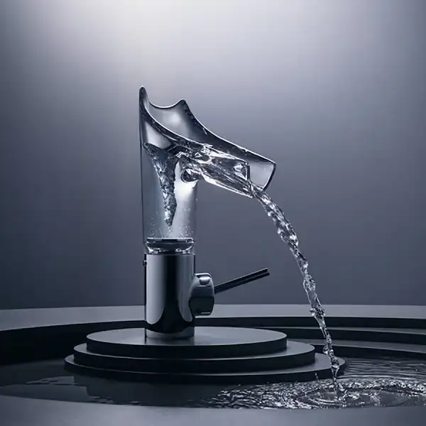 Змішувач для умивальника Axor Stark V 140 з алмазної огранюванням, хром / скло (12122000) Змішувач для умивальника Axor Stark V 140 з алмазної огранюванням, хром / скло (12122000)