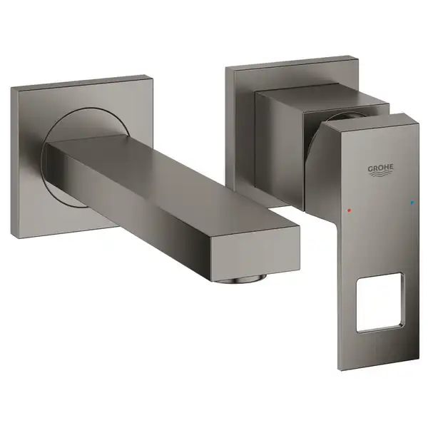 Смеситель для раковины настенный Grohe Eurocube S-Size (цвет - тёмный графит, матовый), вынос 171 мм (19895AL0) фото 1 Aquada.com.ua