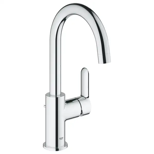 Смеситель для раковины Grohe Bau Edge (цвет - хром), с донным клапаном (23093000) фото 1 Aquada.com.ua