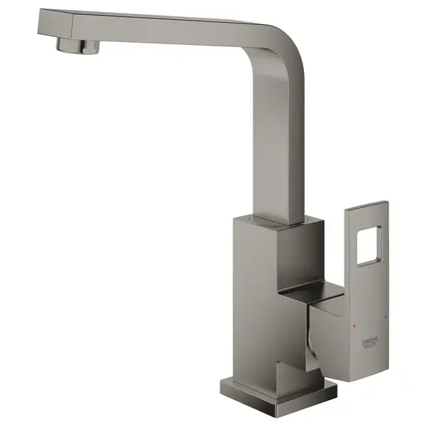 Смеситель для раковины Grohe Eurocube L-Size (цвет - тёмный графит, матовый), с донным клапаном (23135AL0) фото 3 Aquada.com.ua