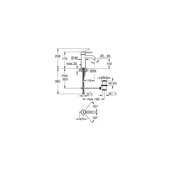 Grohe Essence Смеситель однорычажный для раковины S-Size (23589DL1) (23589DL1) фото 2 Aquada.com.ua