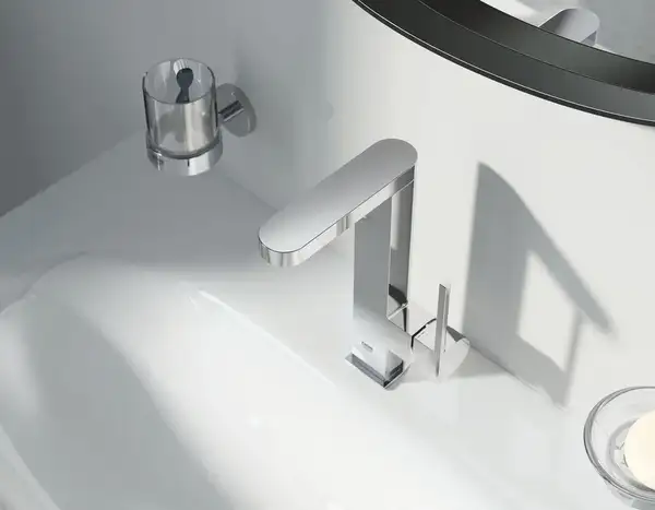 Смеситель для раковины высокий Grohe Plus L-Size с выдвижным изливом (цвет - хром), с донным клапаном (23844003) фото 3 Aquada.com.ua Смеситель для раковины высокий Grohe Plus L-Size с выдвижным изливом (цвет - хром), с донным клапаном (23844003) фото 3 Aquada.com.ua