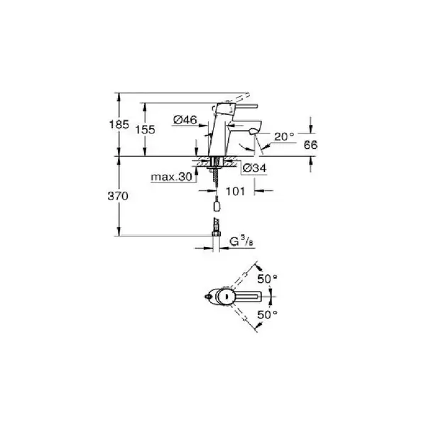 Смеситель для раковины Grohe Concetto (цвет - хром) (3220610E) фото 3 Aquada.com.ua