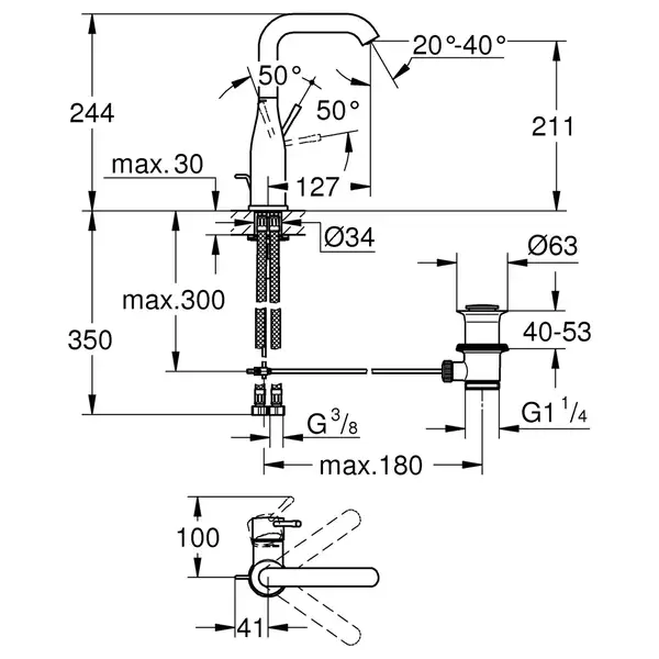 Grohe Essence New Змішувач для раковини, хром (32628001)