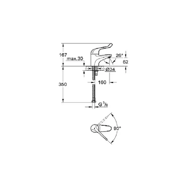Смеситель для раковины Grohe Euroeco Special (цвет - хром) (32789000) фото 3 Aquada.com.ua Смеситель для раковины Grohe Euroeco Special (цвет - хром) (32789000) фото 3 Aquada.com.ua