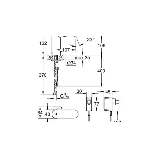 GROHE Інфрачервона електроніка для мийки зі змішувачем Eurosmart Cosmopolitan E  (36325001) фото 3 Aquada.com.ua