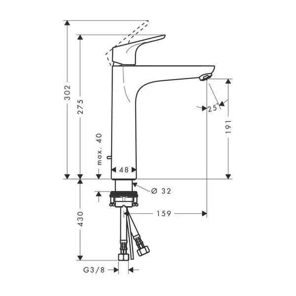 HANSGROHE Смеситель для раковины, однорычажный, хром Focus 190 (31608000) фото 2 Aquada.com.ua HANSGROHE Смеситель для раковины, однорычажный, хром Focus 190 (31608000) фото 2 Aquada.com.ua