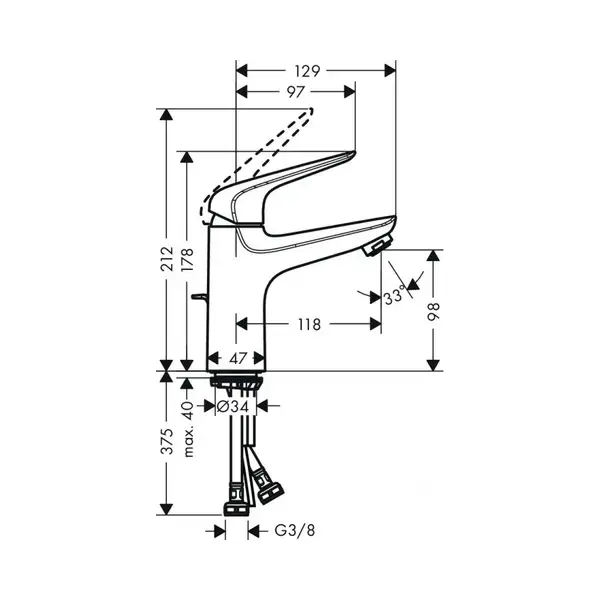 Змішувач для умивальника Hansgrohe Novus 100 (71030000)