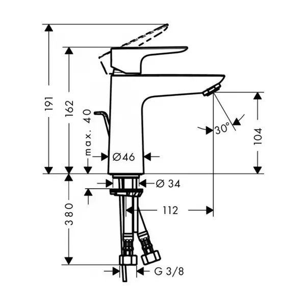 HANSGROHE Смеситель для раковины, c донным клапаном pop-up Talis E 110 (71710000) фото 2 Aquada.com.ua