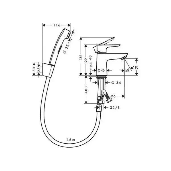 Hansgrohe Talis E 110 Змішувач для умивальника, хром (71729000)