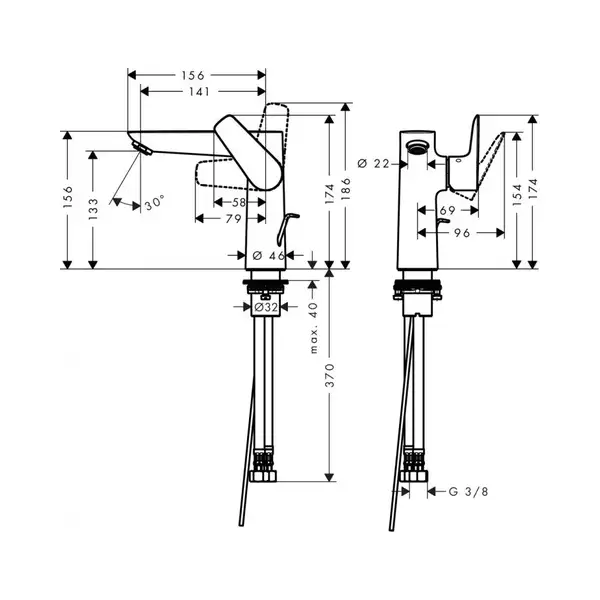Hansgrohe Talis E 150 Змішувач для умивальника, чорний матовий (71754670)