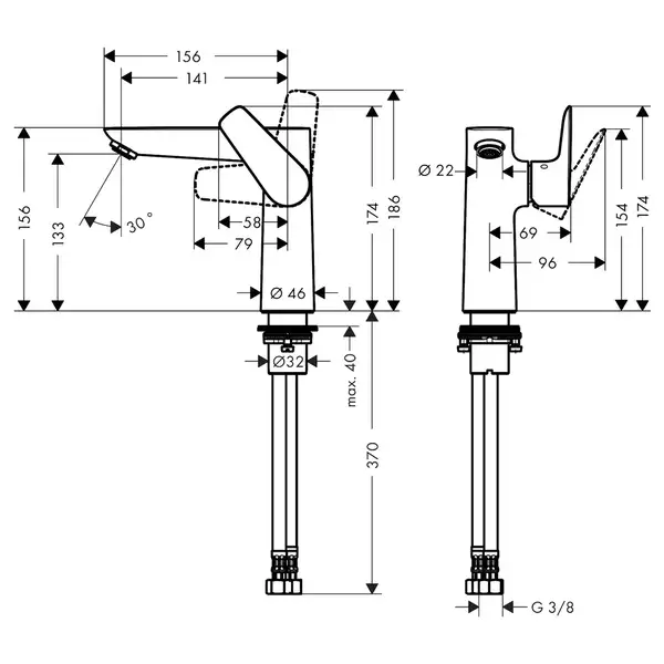 Смеситель для раковины Hansgrohe Talis E (цвет - хром), без донного клапана (71755000) фото 2 Aquada.com.ua