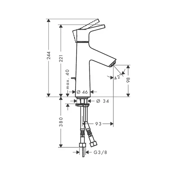 Hansgrohe Talis S 100 Змішувач для умивальника, хром (72020000)