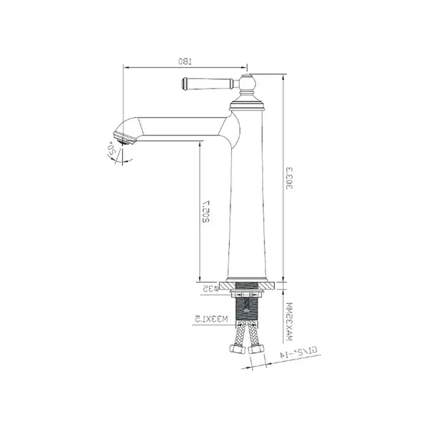 Смеситель для раковины, высокий Imprese Hydrant (цвет - brushed nickel) (ZMK031806011) фото 2 Aquada.com.ua