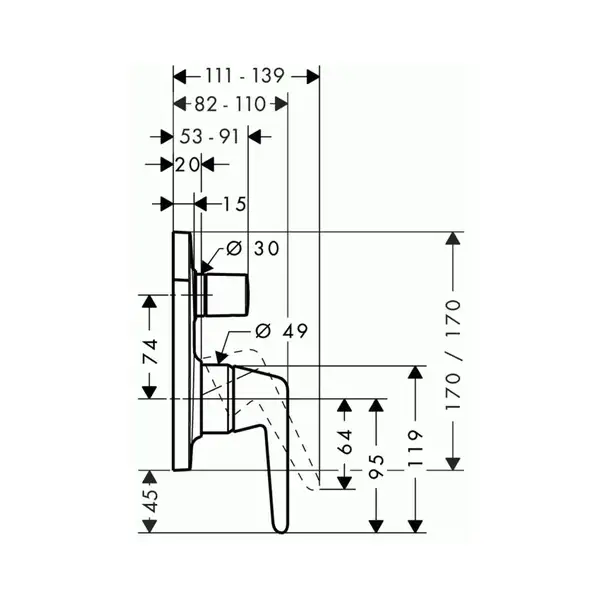 Смесителя для ванны, однорычажный Axor Bouroullec (19421000) фото 2 Aquada.com.ua