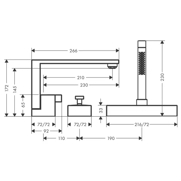 Смеситель на борт ванны Axor Edge (цвет - хром), с душевым гарнитуром (46430000) фото 3 Aquada.com.ua Смеситель на борт ванны Axor Edge (цвет - хром), с душевым гарнитуром (46430000) фото 3 Aquada.com.ua