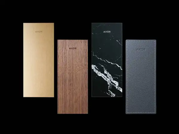 Смеситель для ванны напольный Axor MyEdition (цвет - хром/чёрный орех), с душевым гарнитуром (47442000+47907000) фото 2 Aquada.com.ua