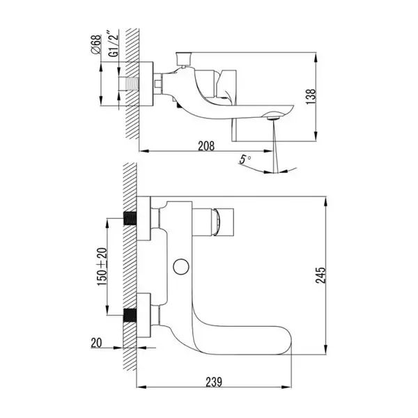 Смеситель для ванны Devit Optima (цвет - хром) (44313130) фото 2 Aquada.com.ua Смеситель для ванны Devit Optima (цвет - хром) (44313130) фото 2 Aquada.com.ua