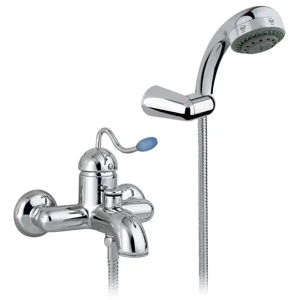 Смеситель для ванны Nicolazzi Antelao ручка BLU, с ручным душем (3401CR20) фото 1 Aquada.com.ua