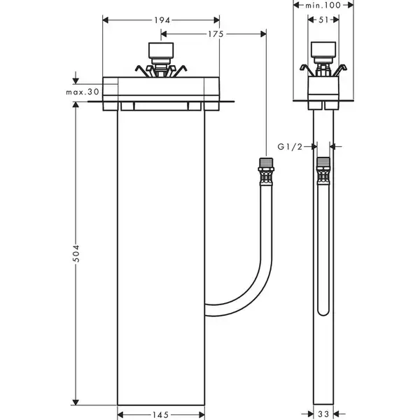 HANSGROHE  Скрытая часть для монтажа на ванну или плитку Sbox (13560180) фото 2 Aquada.com.ua