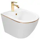 Подвесное биде REA CARLO MINI WHITE GOLD EDGE белое (REA-C6990)