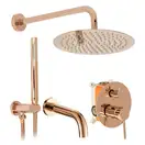 Душевая система с изливом REA LUNGO ROSE GOLD + BOX скрытого монтажа (REA-P6610)
